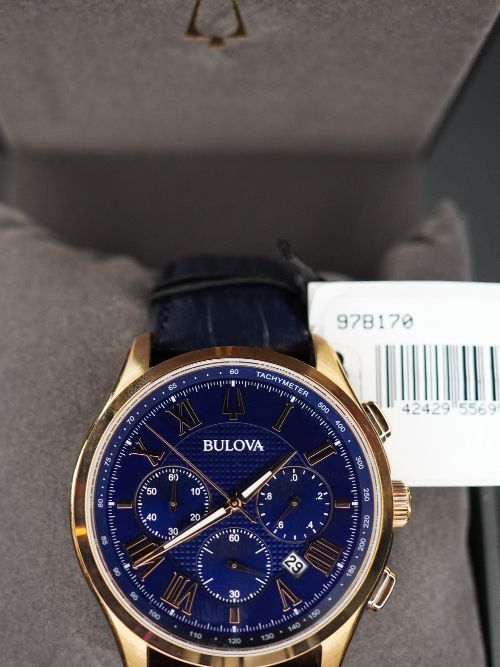 Bulova Wilton 97B170 Blue Dial Rose Gold-Tone Chronograph Quartz Men's Watch